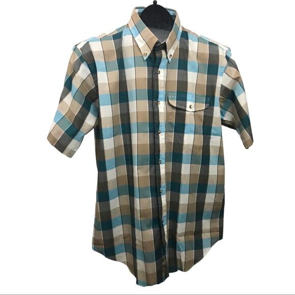 1980s Izod Chekered Mod Button Down Shirt / Men’s Large * - Picture 3 of 5